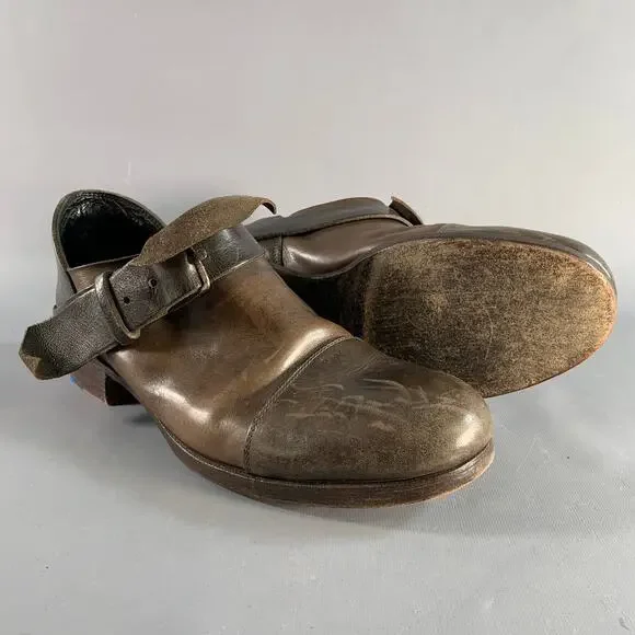 M.A+ Size 10 Brown Leather Buckle Loafers